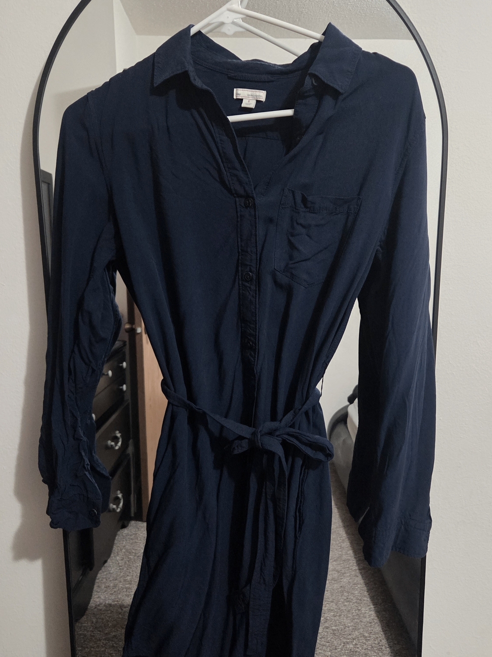 GAP Long Sleeve Navy Shirt Dress with Tie Belt